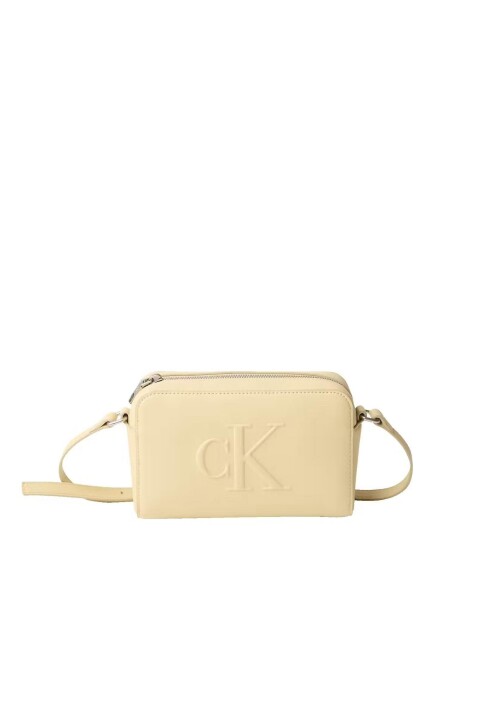 Kadın Kabartma Logolu Kamera Çantası - Pastel Sarı 