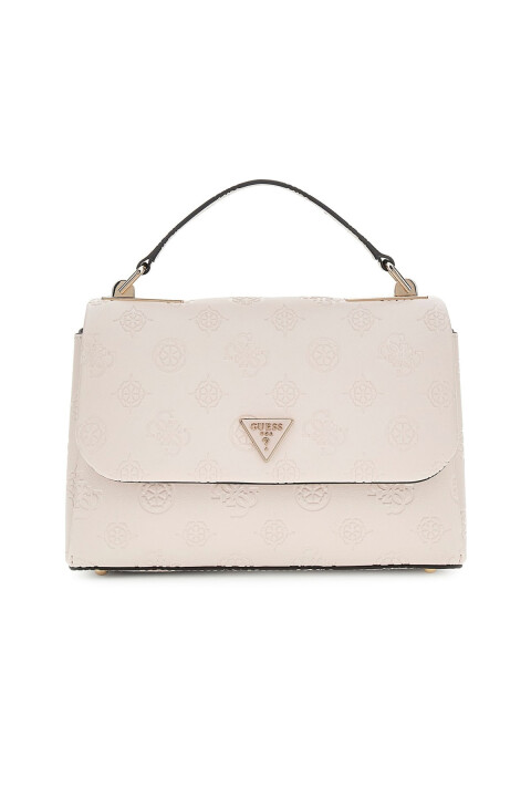 Kadın Kabartma Monogram Desenli El ve Omuz Çantası - Ekru 