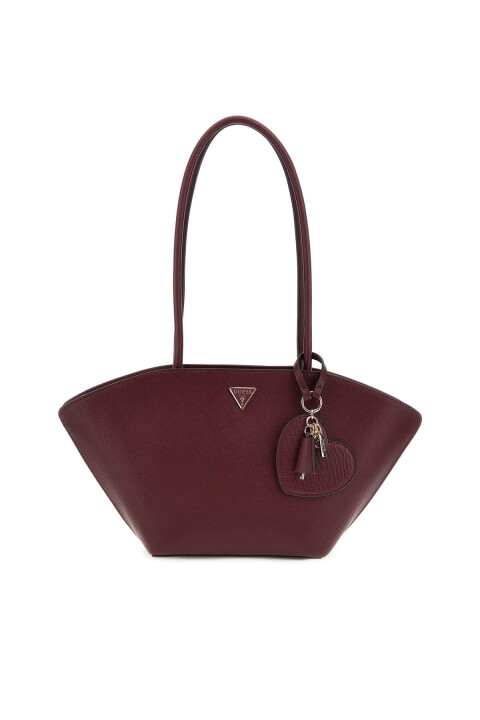 Kadın Kalp Aksesuarlı Kanat Detaylı Tote Çanta - Bordo 