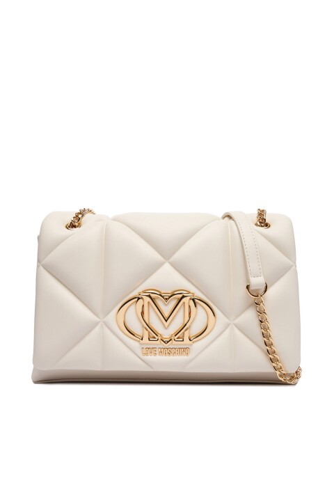 Kadın Kalp Detaylı Kapitone Omuz Çantası - Ekru 