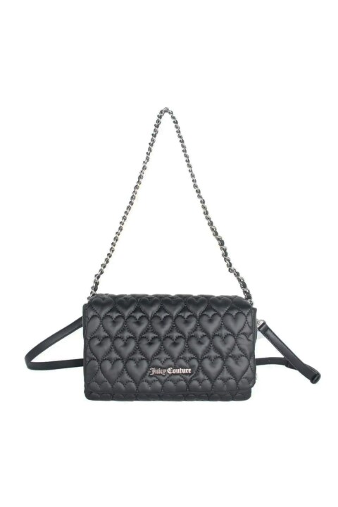 Kadın Kalp İşlemeli Omuz Çantası - Siyah 