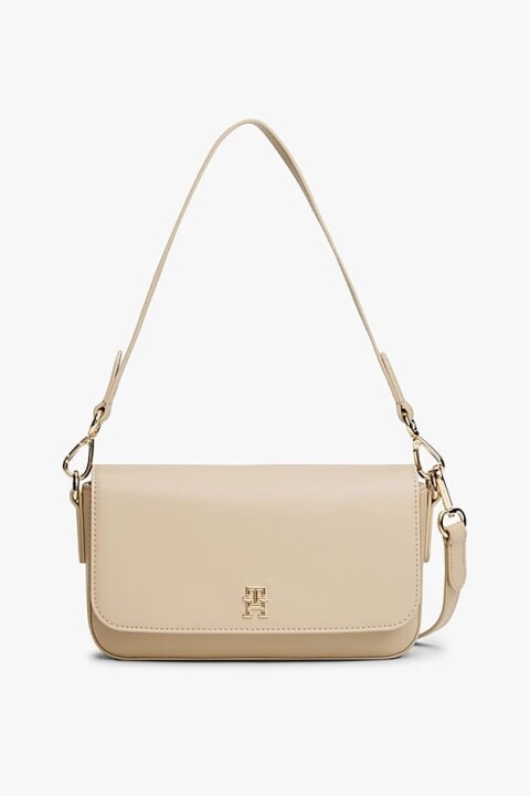 Kadın Kapaklı Çapraz Askılı Omuz Çantası - Bej 