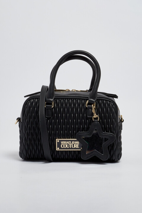 Kadın Kapitone Deri El Çantası - Siyah 