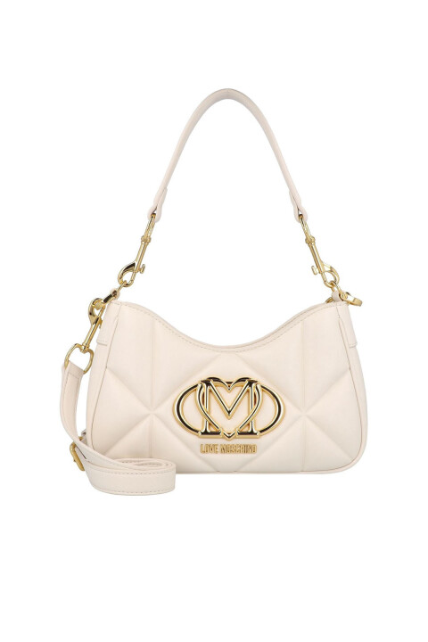 Kadın Kapitone Logo Omuz Çantası – Ekru 