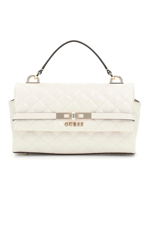 Kadın Kapitone Monogram Desenli El ve Omuz Çantası - Krem 