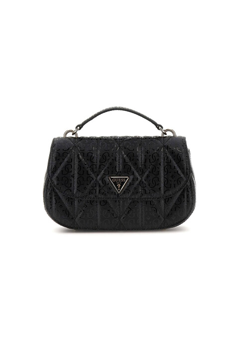 Kadın Kapitone ve Monogram Desenli El ve Omuz Çantası - Siyah 