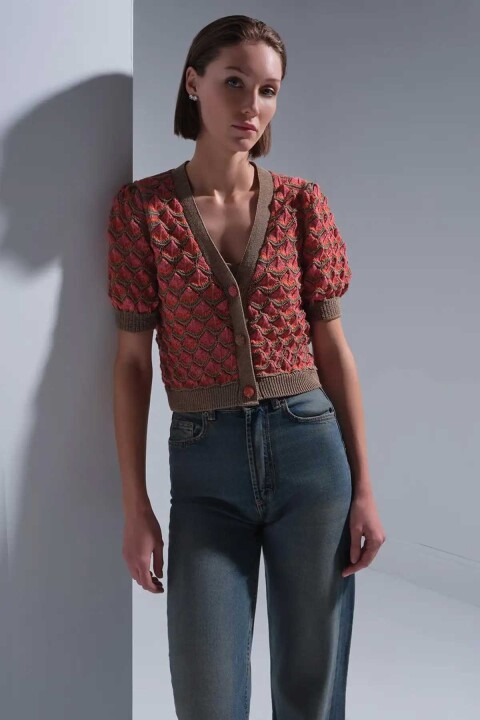 Kadın Karpuz Kollu Ajurlu Hırka - Multi 