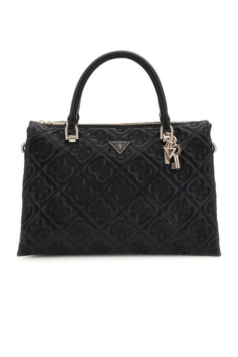 Kadın Kilit Aksesuarlı Kapitone Monogram Desenli El Çantası - Siyah 