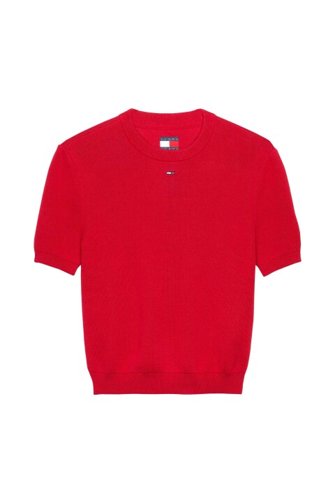 Kadın Kısa Kollu TJW Essential Triko Kazak- Kırmızı 