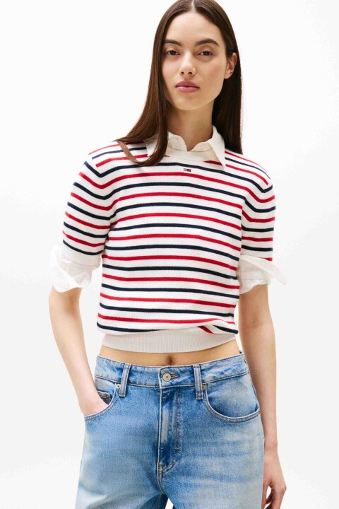 Kadın Kısa Kollu TJW Essential Triko Kazak- Mix 