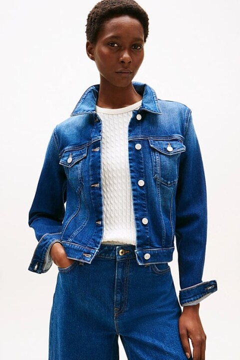 Kadın Klasik Yaka Kot Ceket - Mavi 