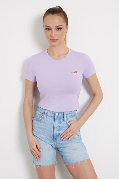 Kadın Küçük Üçgen Logolu Stretch T-Shirt - Lila 