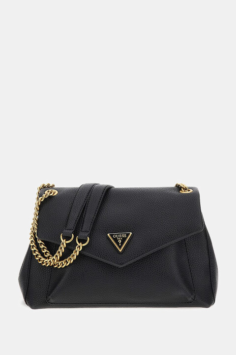 Kadın Laryn Üçgen Logolu Çapraz Askılı Çanta - Siyah 