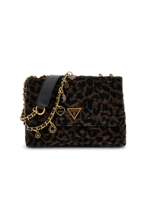 Kadın Leopar Desenli Dokulu Kumaş Omuz Çantası - Mix 