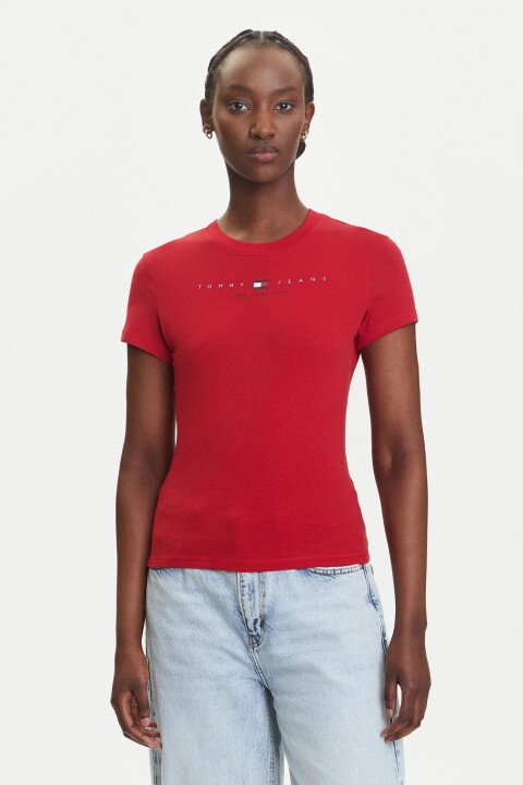 Kadın Linear Logo Slim T-Shirt - Kırmızı 