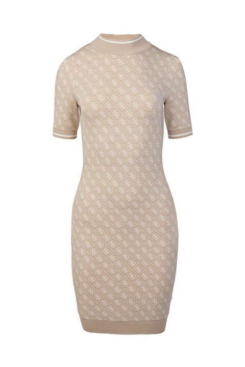 Kadın Lise Desenli Triko Elbise - Kahverengi 