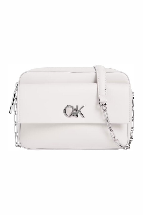 Kadın Logolu Çapraz Askılı Kamera Çantası CK RE-LOCK - Beyaz 