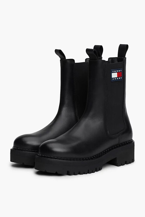 Kadın Logolu Deri Kelepçe Chelsea Bot - Siyah 