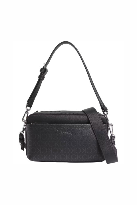Kadın Logolu Omuz ve Çapraz Askılı Kamera Çantası - Siyah 