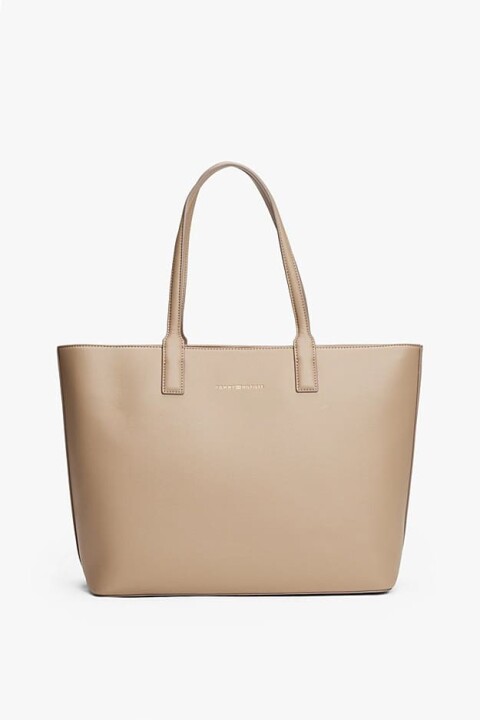 Kadın Logotape Tote Omuz Çanta - Açık Kahverengi 