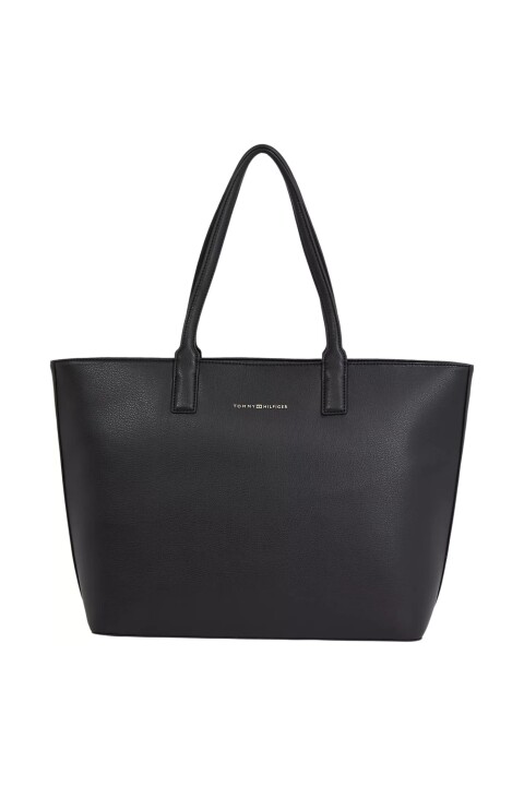 Kadın Logotape Tote Omuz Çanta - Siyah 