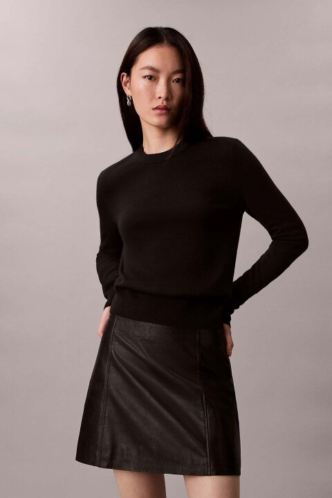 Kadın Ls Cn Extrafıne Merıno Swtr 14gg Triko Kazak - Siyah 