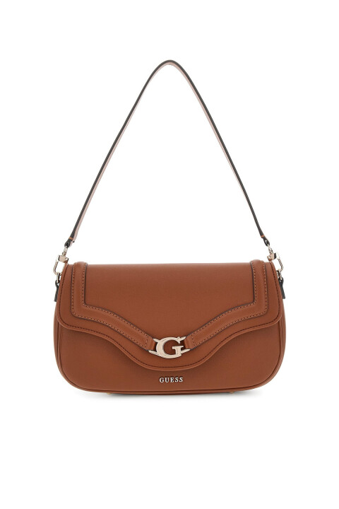 Kadın Metal Aksesuarlı Baget Omuz Çantası - Kahverengi 