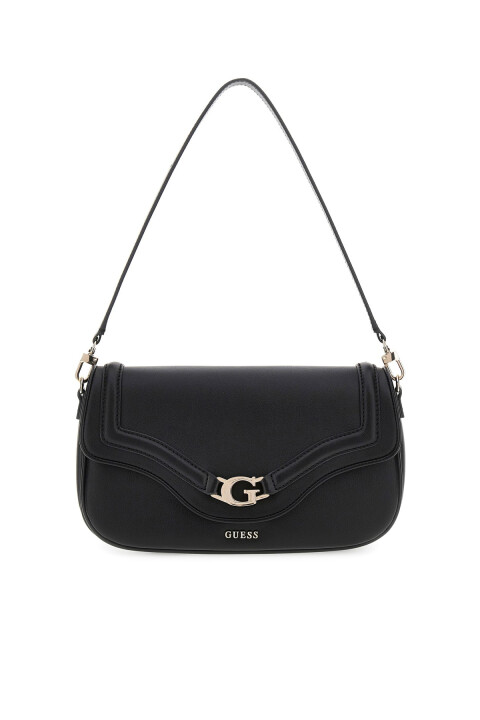 Kadın Metal Aksesuarlı Baget Omuz Çantası - Siyah 