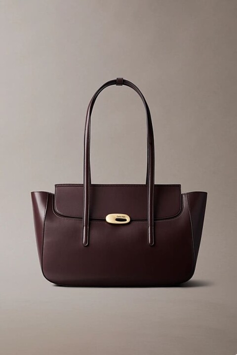 Kadın Metal Aksesuarlı Kapaklı Tote Omuz Çanta - Bordo 