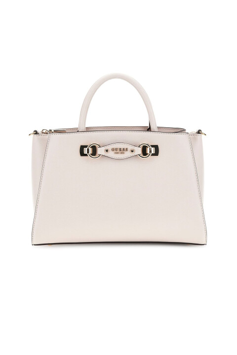 Kadın Metal Aksesuarlı Yapılandırılmış El Çantası - Krem 