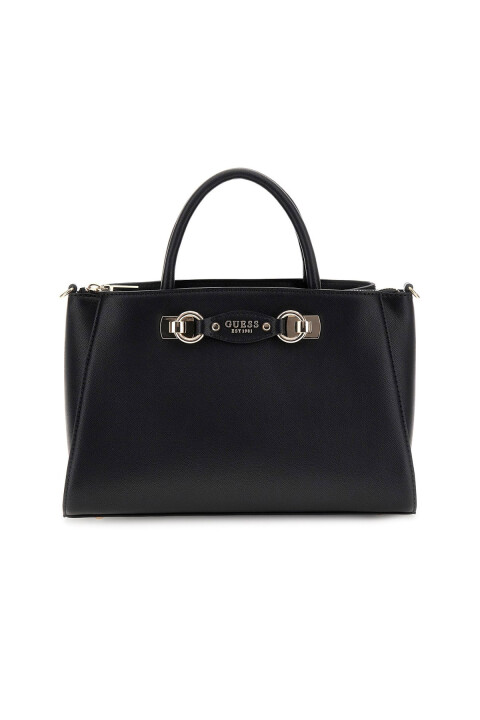 Kadın Metal Aksesuarlı Yapılandırılmış El Çantası - Siyah 