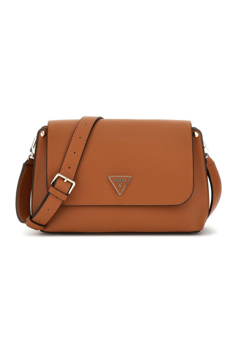 Kadın Metal Logolu Çapraz Askılı Çanta - Kahverengi 