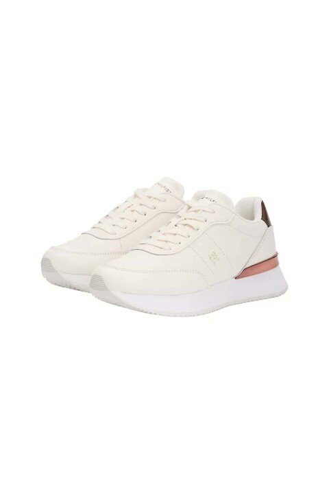 Kadın Metalik Detaylı Chic Fashion Runner Sneaker - Krem 