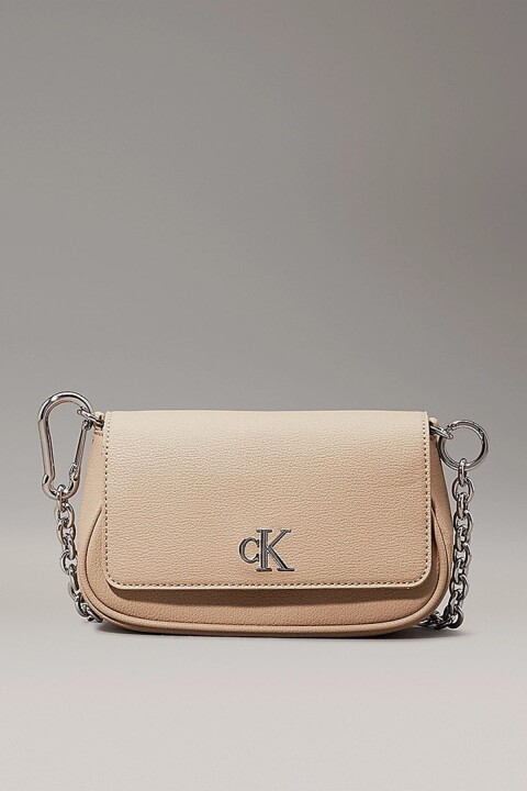 Kadın Mimimal Monogram Omuz Çantası - Krem 