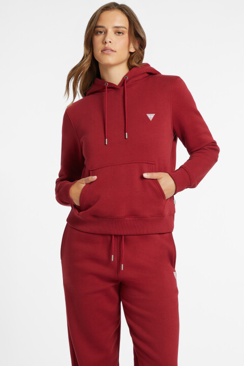 Kadın Mini Patch Kapüşonlu Sweatshirt - Kırmızı 