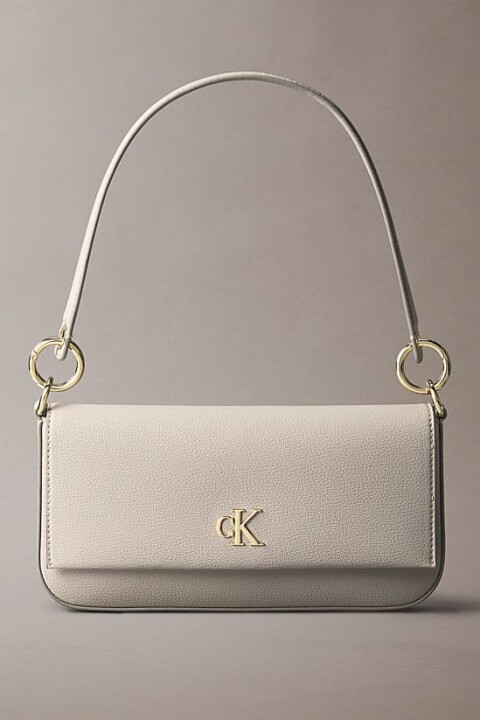 Kadın Minimalist Monogramlı Omuz Çantası - Krem 