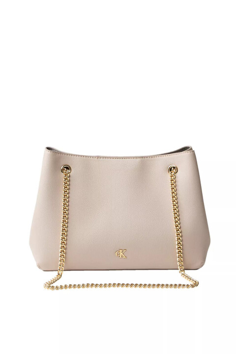 Kadın Minimalist Monogramlı Omuz Çantası - Taş 