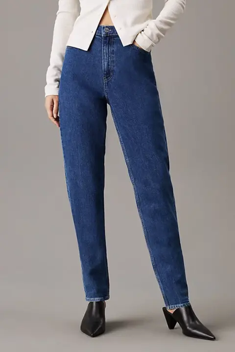 Kadın Mom Jeans Pantolon - Mavi 