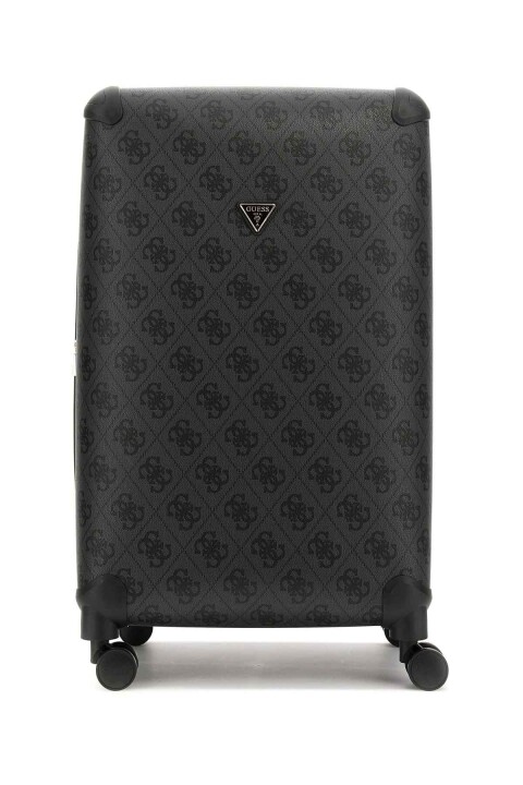 Kadın Monogram Desenli 4 Tekerlekli Büyük Boy Valiz - Antrasit 