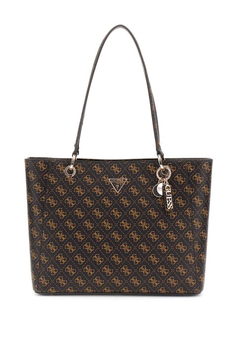 Kadın Monogram Desenli Aksesuarlı Tote Çanta - Kahverengi 