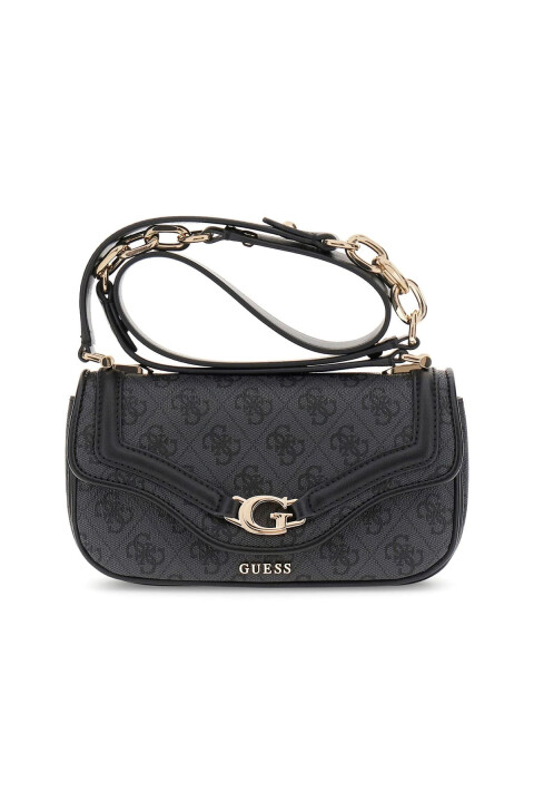 Kadın Monogram Desenli Baget Omuz Çantası - Antrasit 