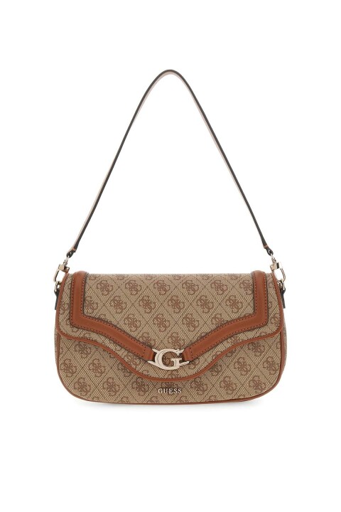 Kadın Monogram Desenli Baget Omuz Çantası - Kahverengi 