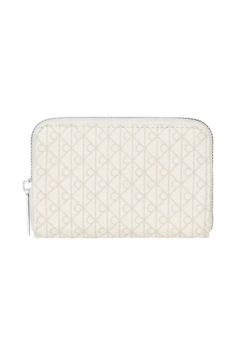 Kadın Monogram Desenli Fermuarlı Cüzdan - Krem 
