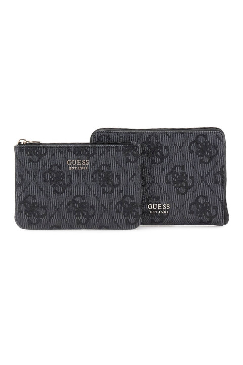 Kadın Monogram Desenli İkili Seyahat Çantası Seti - Antrasit 