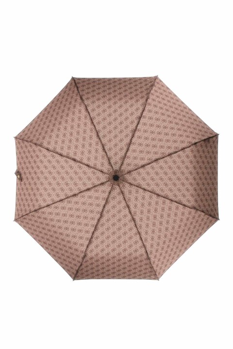 Kadın Monogram Desenli Katlanabilir Şemsiye - Kahverengi 