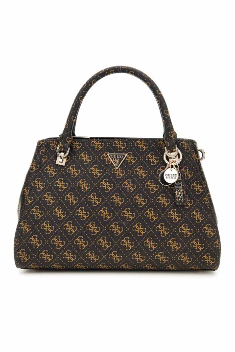 Kadın Monogram Desenli Yapılandırılmış El Çantası - Kahverengi 