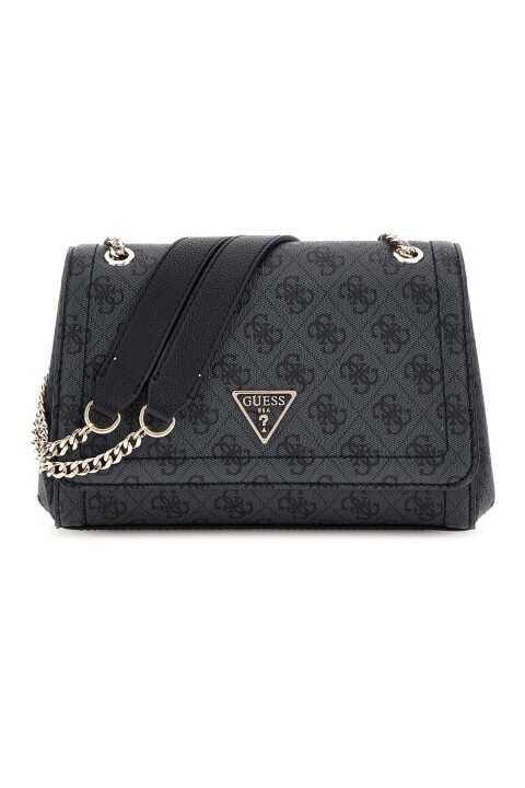 Kadın Monogram Desenli Zincir Askılı Omuz Çantası - Antrasit 