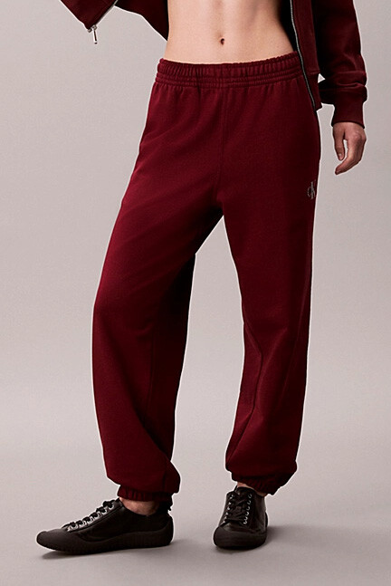 Kadın Monologo French Terry Rahat Kalıp Jogger Eşofman Altı - Bordo 