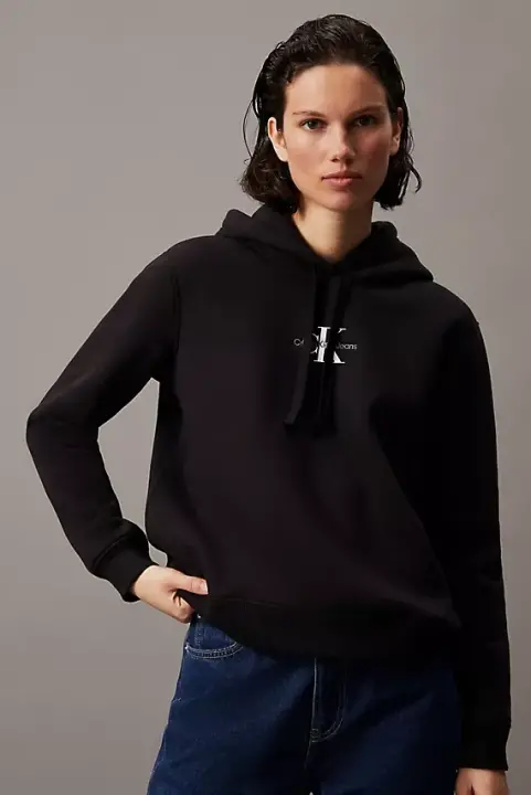 Kadın Monologo Kapüşonlu Sweatshirt - Siyah 