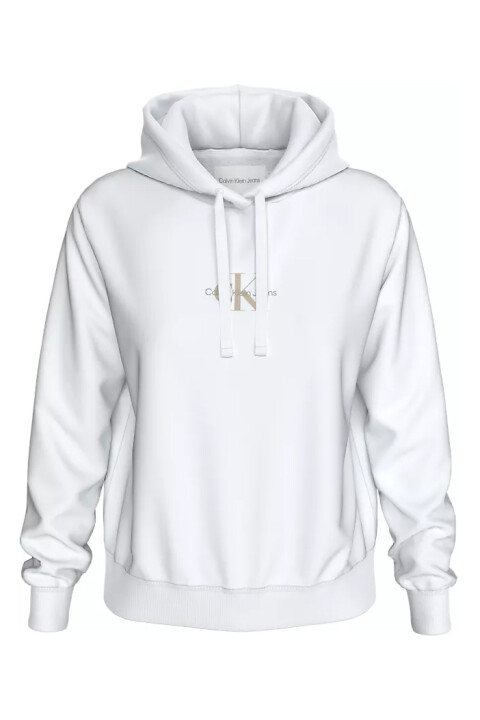 Kadın Monologo Regular Hoodıe Sweatshirt-Beyaz 